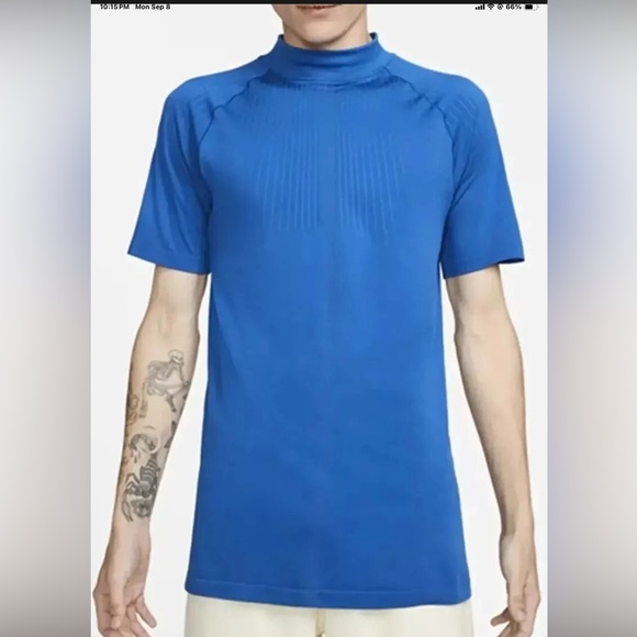 Nike Mens Matthew M Williams MMW NRG Mock Neck Top Blue Size DD9436-409 Shirt